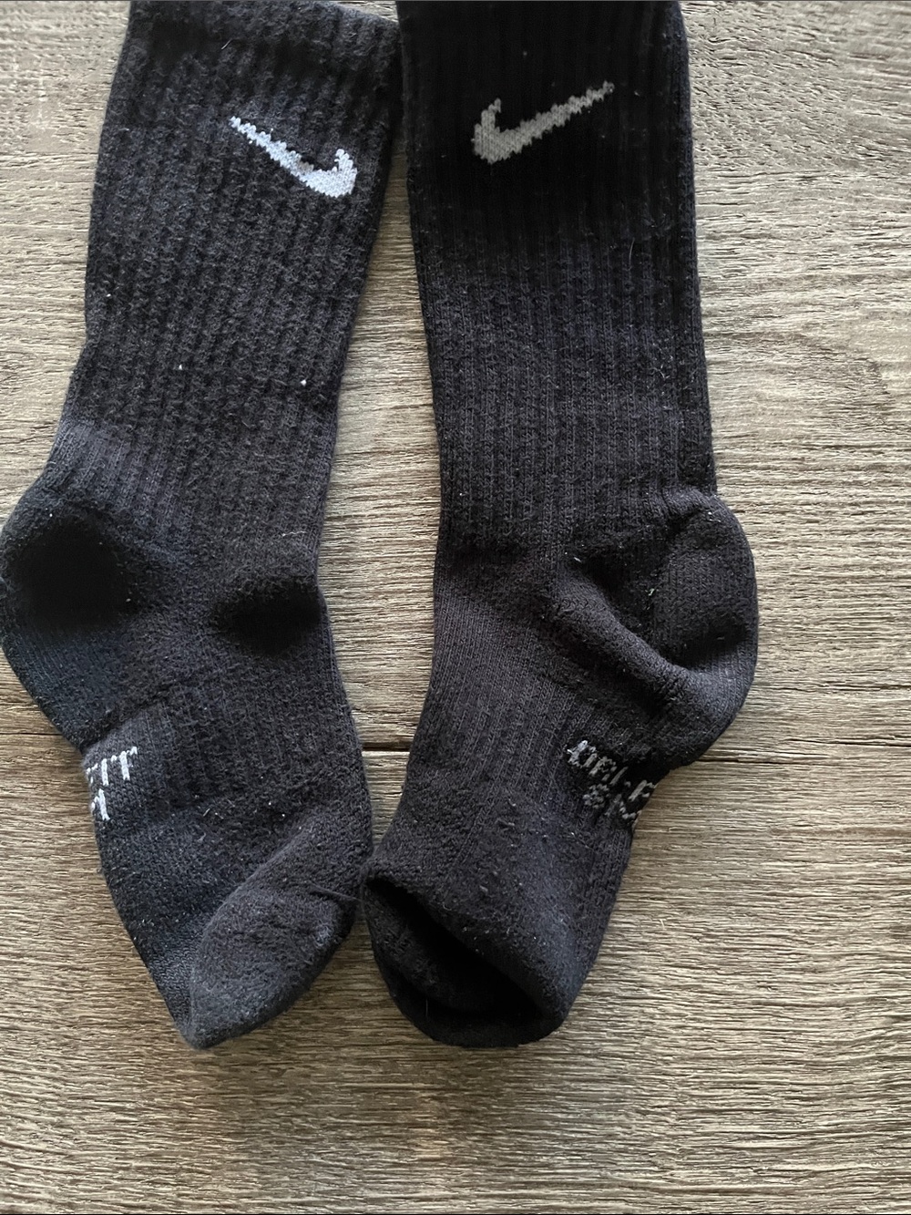Nike Black Crew Socks with White Swoosh - Kids